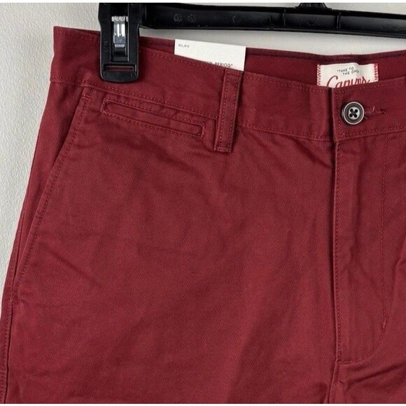 NWT Lands End Shorts Men 32 Dark Red  9" Inseam Flat Front Chino 5 Pocket Canvas - Picture 6 of 11